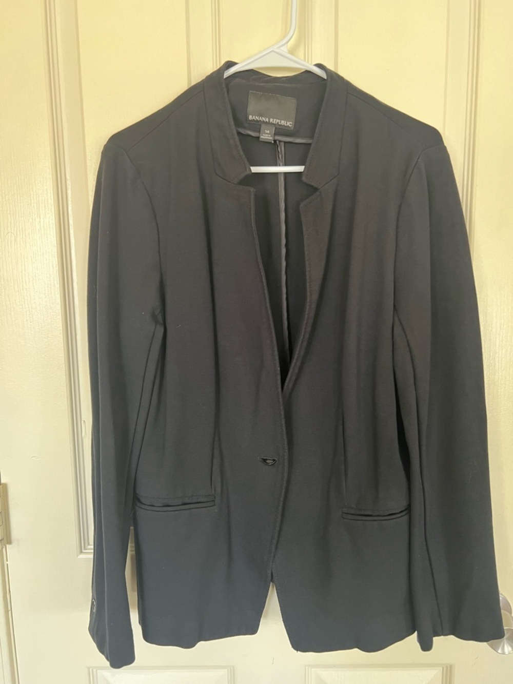 Banana Republic Black Knit Blazer Womens Size 14 Stretch Career Jacket